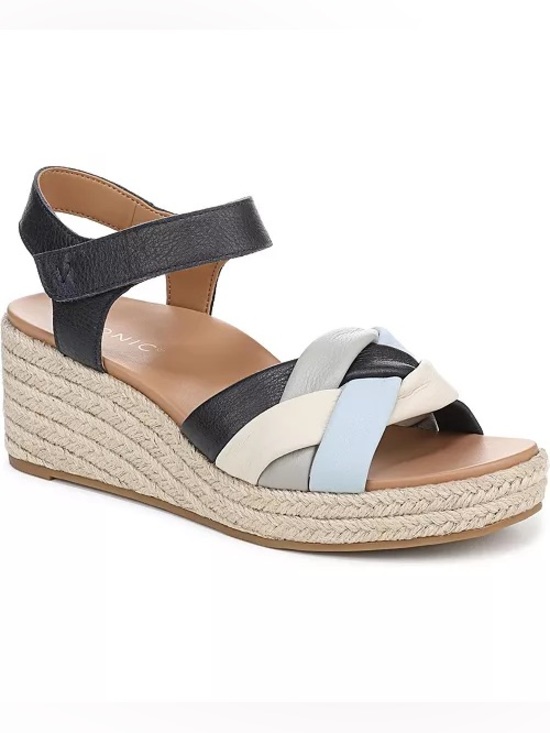 Vionic Shoes - Vionic Navy Multi-Color Braided Espadrille Wedge Sandal Preloved Size 8 Preloved